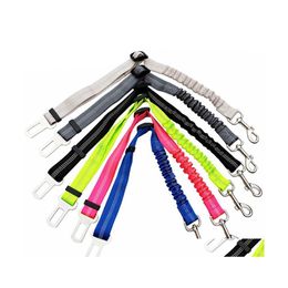 Dog Collars Leashes Adjustable Pet Cat Seat Belt Safety Strap Vehicle Tether Car Harness 7 Colors Drop Delivery Home Garden Supplie Dhw23