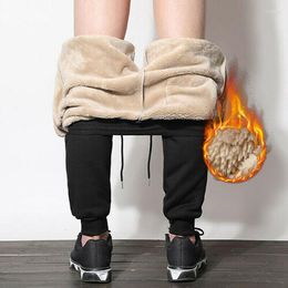 Men's Pants Men's Winter Warm Long Johns Elastic Mid Waist Trousers Casual Thermal Sports Pocket Velvet Thick Wool Leggings