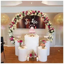 Festive Supplies Other & Party Wedding Grand Event Flower White Cake Candy Display Metal Rack Round Table Cylinder Pillar Stand Columns