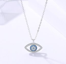 925 Sterling Silver Womens Cubic Zirconia Devil Evil Blue Eye Necklace CZ Stone Turkish Fashion Gioielli Cina Whole7807507