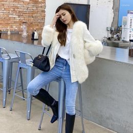 Women's Fur Natural Real Coat With Rivets 2023 Winter Motorbike Style Women's Jackets