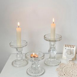 Candle Holders Glass CrystalCandle Pillar Tea Light Candlestick Set Wedding Decoration Table Decor Gifts For Party