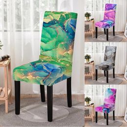 Chair Covers Marbling Print Elastic Cover Spandex Slipcover Multicolor Strech Kitchen Stools Seat Home El Banquet Decor