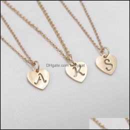 Other Customizable Necklace Mirror Polished Rose Gold Heart Hollow Letter A Z Stainless Steel Pendant Drop Delivery Jewelry Necklace Ot9Gr