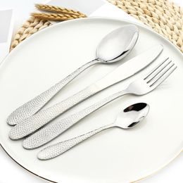 Dinnerware Sets 4/5Pcs Tableware Stainless Steel Cutlery Set Silver Home Kitchen Forks Teaspoons Knives Flatware Drop