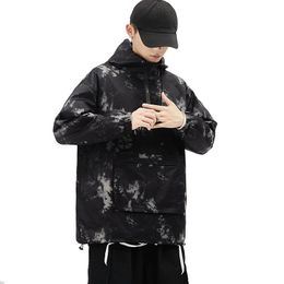 Men's Jackets Hooded Bomber Jacket Men 2023 Autumn Printed Pullover Pilot Windbreaker Cargo Coat Fashion Loose Outerwear Clothing