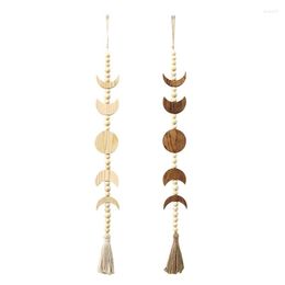 Decorative Figurines Handwoven Pendant Small Solar Eclipse Wood Pendants With Lanyard Tassel