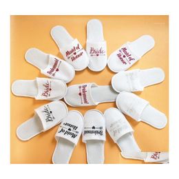 Party Favour Wedding Favours And Gifts Bride Slippers Bridesmaid Personalised Gift For Guests Souvenir Event Favors1 Drop Delivery Hom Dhf0D