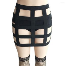 Garters Black Halter Sexy Women Costumes Garter Suspender Funny Cross Leather Bondage Harness Body Cage Bondag Skirt295w