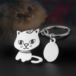 Cute Animal Key Ring Creative 360-degree Shaking Head Dog Cat Keychain Charms Pet Lovers Souvenir Bag Ornaments Accessories