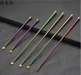 Latest Key Ring Colorful Smoking Accessories Telescopic Dab Dabber Earpick Snuff Snorter Sniffer Powder Spoon Shovel Scoop Pipe Straw