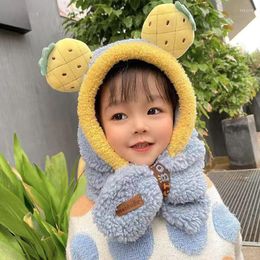 Hats Cute Flower Ears Baby Hat Soft Plush Warm Infant Boys Girls Cap Short Hooded Children Scarf Kids Stuff For 1-5Y