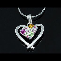 Pendant Necklaces Peacock Star Multi-Color Heart Austrian Crystals Necklace CSN196