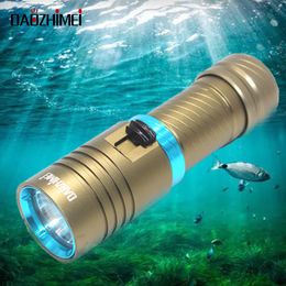 Flashlights Torches XM-L2 Super bright Diving Flashlight IPX8 highest waterproof rating Professional diving light Powered by 18650 or 26650 battery 0109