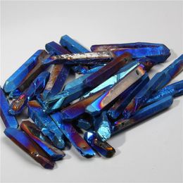 Pendant Necklaces 10pcs Blue Titanium Druzy Quartz Stick Point Chip Beads Raw Natural Crystals Pendants Necklace Loose For JewelryPendant