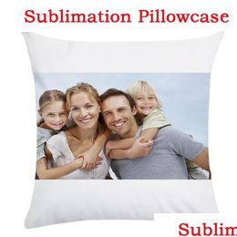 Cushion/Decorative Pillow Personalised White Blanks Peach Skin Case Sublimation Textile Home Sofa Cushion Ers Design Pattern Decor D Dh6Tw