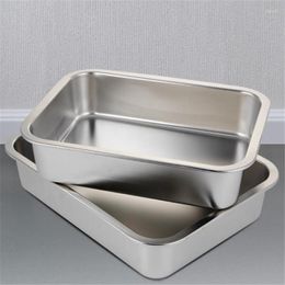 Plates 0.8mm 304 Stainless Steel Plate Tray Rectangular Square Baking Pot Dish Deep Japanese Barbecue Bbq Cafeteria Storage Trays