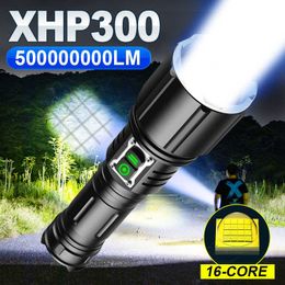 Flashlights Torches 500000000LM Flashlight High Power Led Flashlights XHP300 Rechargeable Torch Light Powerful Tactical Lanterns for Camping Working 0109