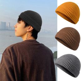 Cycling Caps Winter Warm Knitted Hats Men Women Beanies Solid Color Brimless Baggy Melon Cap Outdoor Fishing Baotou Unisex