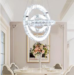 Pendant Lamps Unique Design 3 Rings Crystal Chandelier Lamp Lustre LED Lighting For Kitchen Living Room Hang Light Fixture