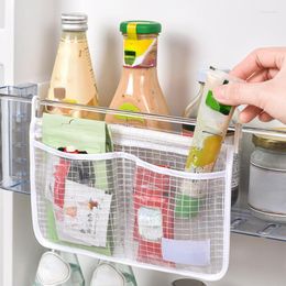 Storage Bags Refrigerator Double Compartment Mesh Bag Household Kitchen Classification Breathable Hanging Organiser