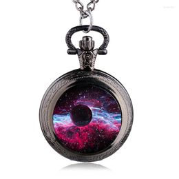 Pocket Watches Vintage Bronze Colorful Space Cool Quartz Watch Men Women Necklace Pendants Clock Menorah Star Of David Jewelry