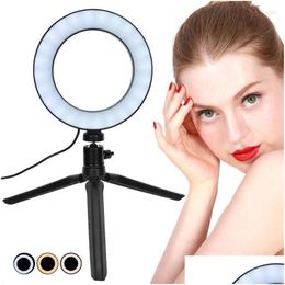 Compact Mirrors Vanity Mirror Led Live Streaming Light Dimmable Selfie Ring Camera Circle Fill With Tripod Makeup Lights Drop Delive Dhcqf