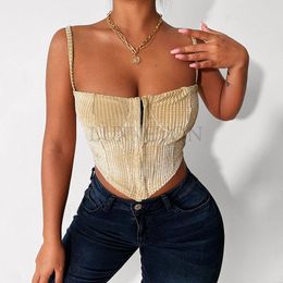 Women's Tanks Corduroy Camis Tank Women Spring Summer Sexy Backless Low-Cut Club Wear Top Female Streetwear Simple Y2k Clothes