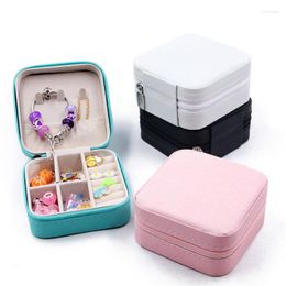 Jewelry Pouches 4 Color Organizer Display Travel Case Boxes Portable Locket Necklace Bracelet Box Leather Storage Earring Ring Holder