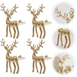 Christmas Decorations 4Pcs Metal Napkin Buckles Reindeer Shaped Rings Exquisite Tissue Buckle