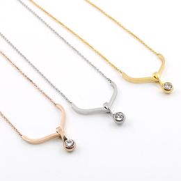 Pendant Necklaces Simple Crystal Can Be Slide For Women Chain Stainless Steel Jewellery Gift Bijouterie