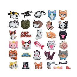 Shoe Parts Accessories Charms Wholesale Childhood Cute Cat Paw Dogs Animal Cartoon Croc Pvc Decoration Buckle Soft Rubber Clog Fas Dhkdi