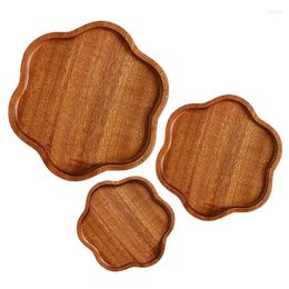 Plates Ebony Wooden Flower Shape Trays Serving For Bread Fruit Salad Dessert Cake Platter
