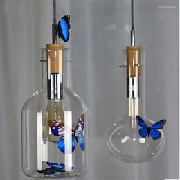 Pendant Lamps Lighting Glass Shades Cord Lamp Test Tube Beaker Wood Cork Clear Bottle Hanging For Dining Room