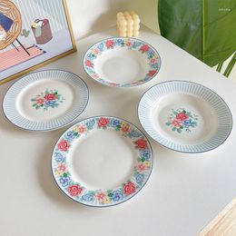 Plates Cutelife Nordic Flower Round Ceramic Cake Plate Kitchen Coffee Breakfast Sushi Dessert Vintage Home Decor Wedding