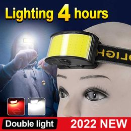 Flashlights Torches 1pcs/2pcs 180000LM COB Headlamp Rechargeable Lamp 4 Modes Head Flashlight 108g Ultralight Portable Headlamp Mini Camping Lantern 0109