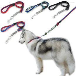 Dog Collars Super Strong Leashes Round Rope Durable Thick Bite-Resistance Braided For Medium Large Dogs With Spring Buffer