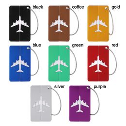 Travel Luggage Tags keychains Aluminium Reusable Metal Name ID Card Suitcase Labels with Ropes Bag Tag Stainless Steel Loop FSXJY106