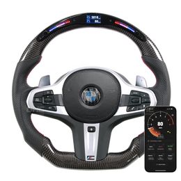 Car Styling Driving Wheel Real Carbon Fibre LED Steering Wheel compatible for BMW G15 F40 G20 G30 G01 G11 G05 X3 X5 8 1 3 5 7 Series