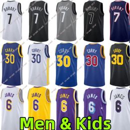 6 james Stephen 30 Curry Custom Basketball Jerseys Men Kids Jersey 7 Kevin Durant City Breathable mesh 75th edition Wear
