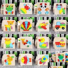 Party Favour Baby 3D Puzzles Jigsaw Wooden Toys For Children Cartoon Animal Traffic Intelligence Kids Early Educational Training Toy Dhcjk