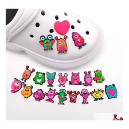 Shoe Parts Accessories Charms Wholesale Childhood Memories Cute Monster Valentines Day Cartoon Croc Pvc Decoration Buckle Soft Rub Dh5Ry