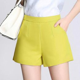 Women's Shorts Summer Fashion Women High Waist 3xl Xxl Wide Leg Yellow Black Casual Female Woman Spring Slim White