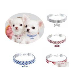 Dog Collars Leashes Accessories Jewellery Necklace Collar Pet Puppy Bling Rhinestone Diamond Cat Mascotas Supplies Drop Delivery Home Dhz6M