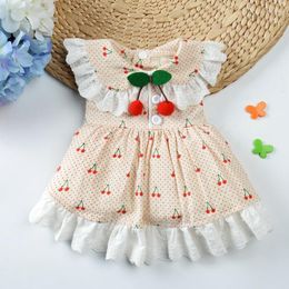 Dog Apparel Cherry Print Dress For Small Medium Dogs Lovely Teddy Skirt Kawaii Pomeranian Dresses Puppy Pets Costume Pet Outfit