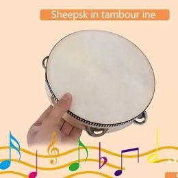 Party Favour Drum 6 Inches Tambourine Bell Hand Held Birch Metal Jingles Kids School Musical Toy Ktv Percussion Sxjun27 Drop Delivery Dh89W