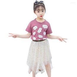 Clothing Sets Children Clothes Letter Tshirt Mesh Skirt Girls Outfit For Sequin Children's 6 8 10 12 14