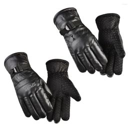 Cycling Gloves Riding Driving Fleece Autumn Winter Touch Screen Full Finger Mittens Thick Plush Furry Warm Mitts Leather