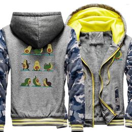 Men's Hoodies Avocado Cartoon Cute Hooded Mens Casual Zipper Men Hip Hop Jackets 2023 Winter Warm Camouflage Streetwear Thick Coat