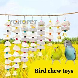 Other Bird Supplies Small Pet Cuttlefish Bone Stone Skewers With Bell For Parrots Canary Chew Toys Cage Toy Grinding